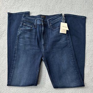 New Mother Jeans Women 26 Blue Denim High Waisted Rider Skimp Stretch Dark $258